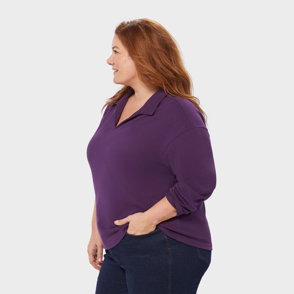 Women's Plus Canal Park Terry Collared Long Sleeve Main Image