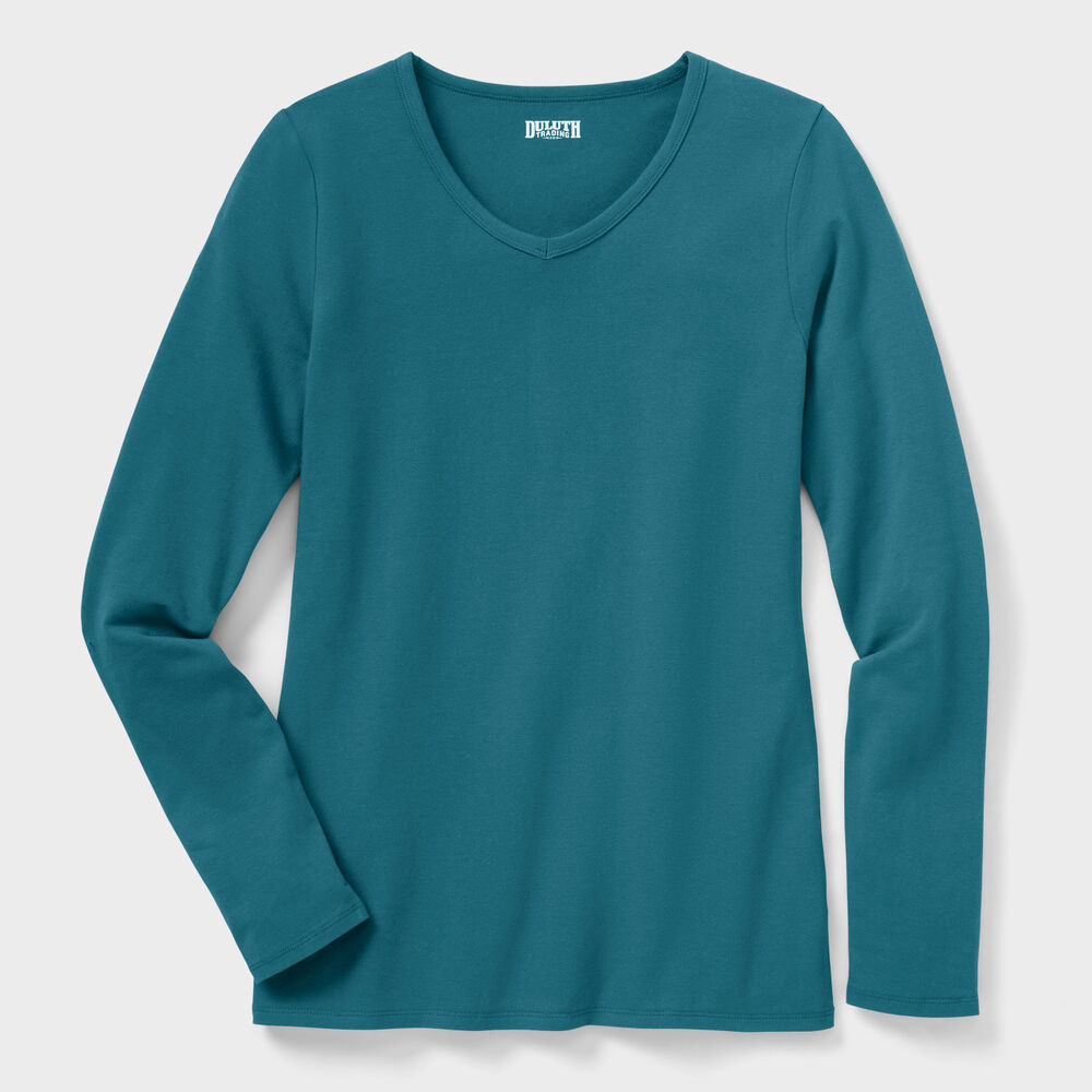 Women's No-Yank Long Sleeve V-Neck T-Shirt Main Image
