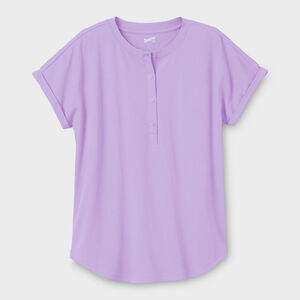 Women's Plus Lightweight Longtail T Short Sleeve Henley