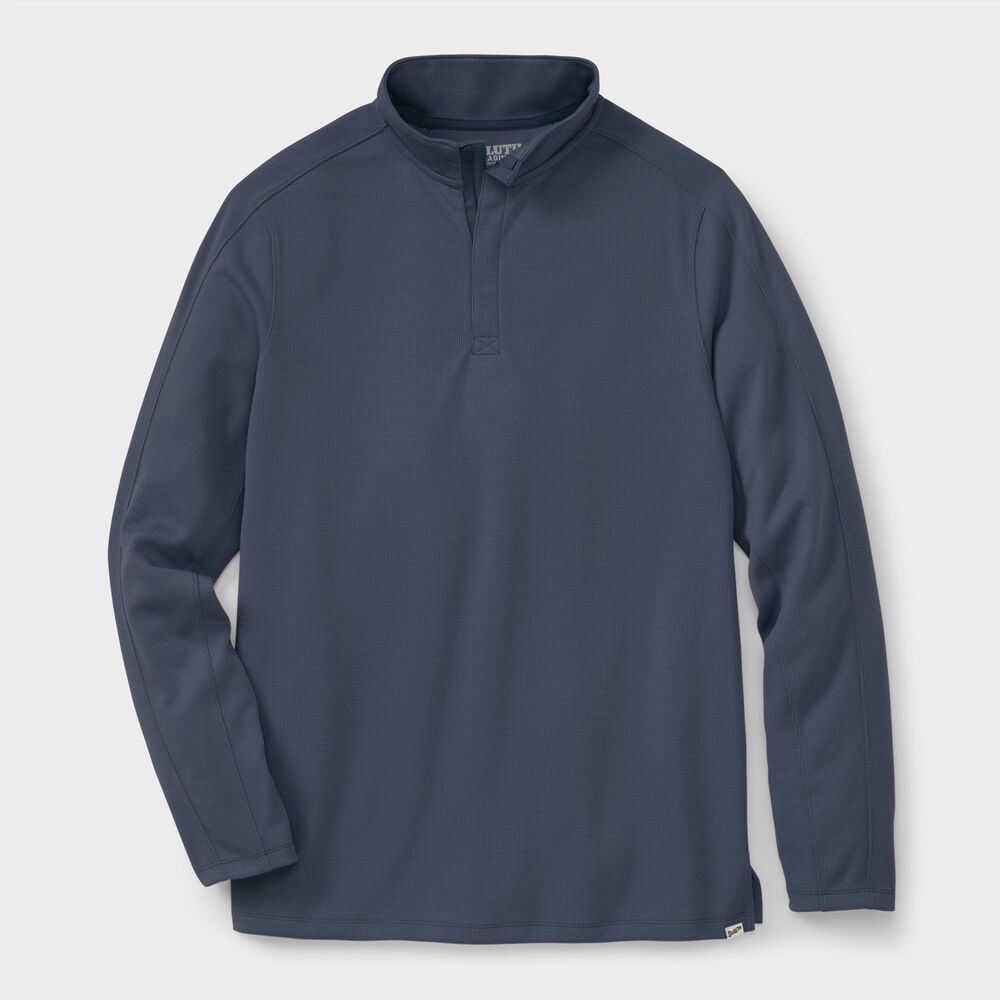 Men's Knuckledown 1/4 Zip Long Sleeve Pullover NVY 2XL REG Main Image