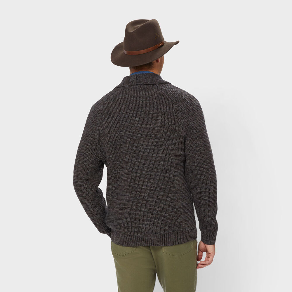 Men's Burly Retirement Shawl Collar Waffle Cardigan Main Image