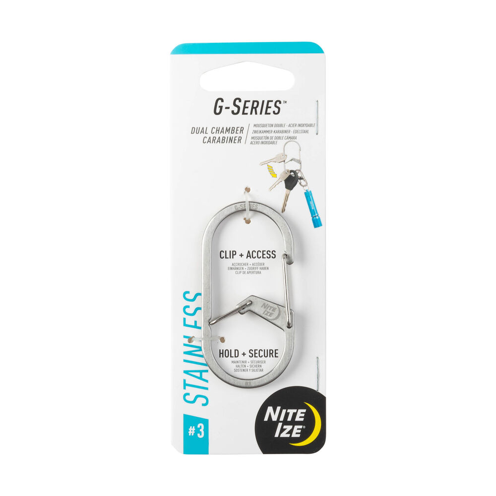 NiteIze G-Series Dual Chamber Carabiner #3 Stainless Main Image