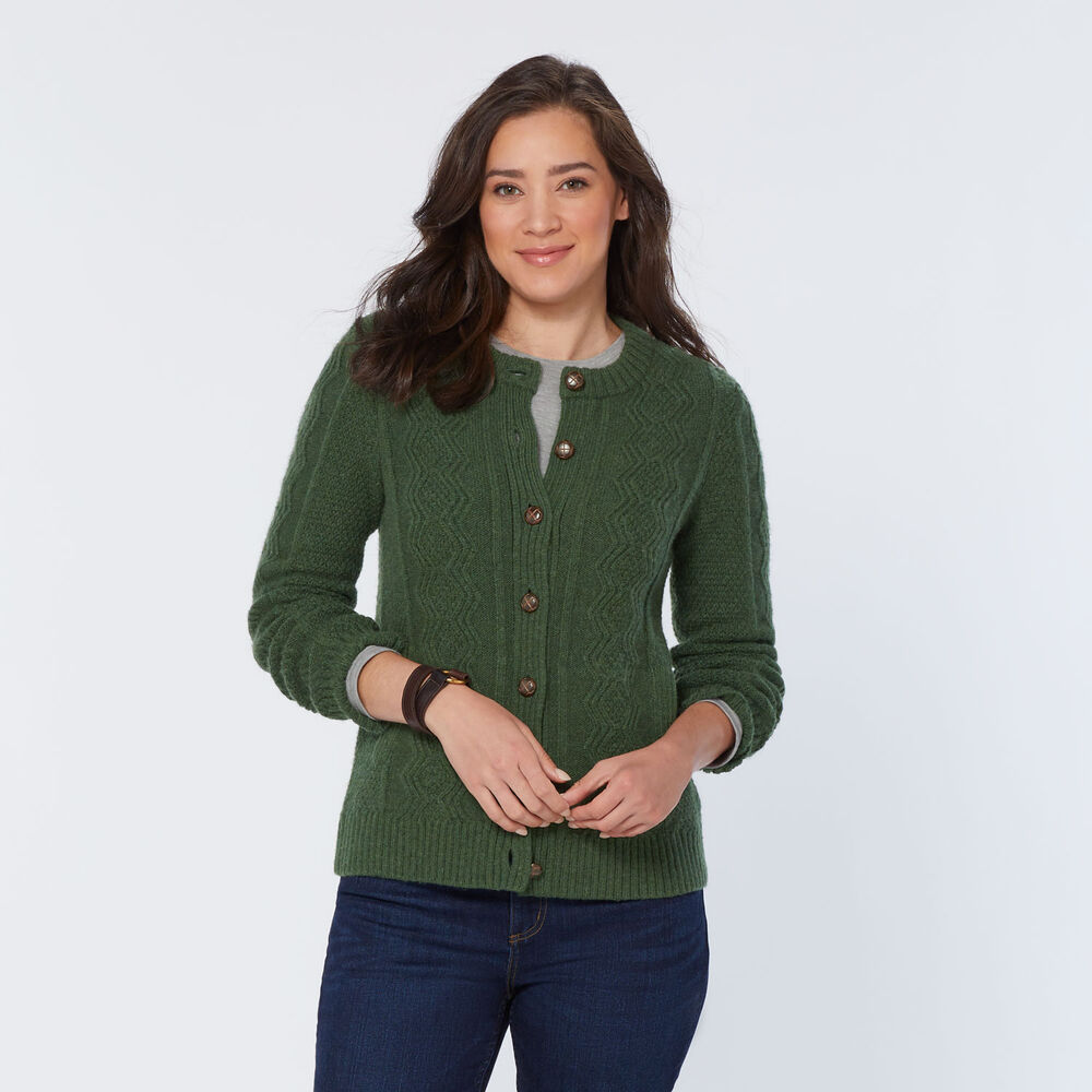 Women's Woolpaca Crew Cable Cardigan Sweater Main Image
