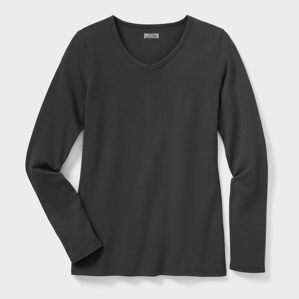 Women's No-Yank Long Sleeve V-Neck T-Shirt Main Image