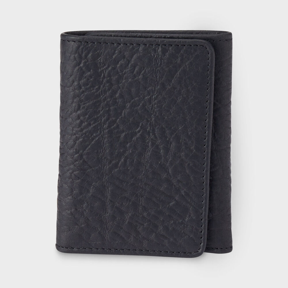 Men's Bison Leather Tri-Fold Wallet BLACK Main Image