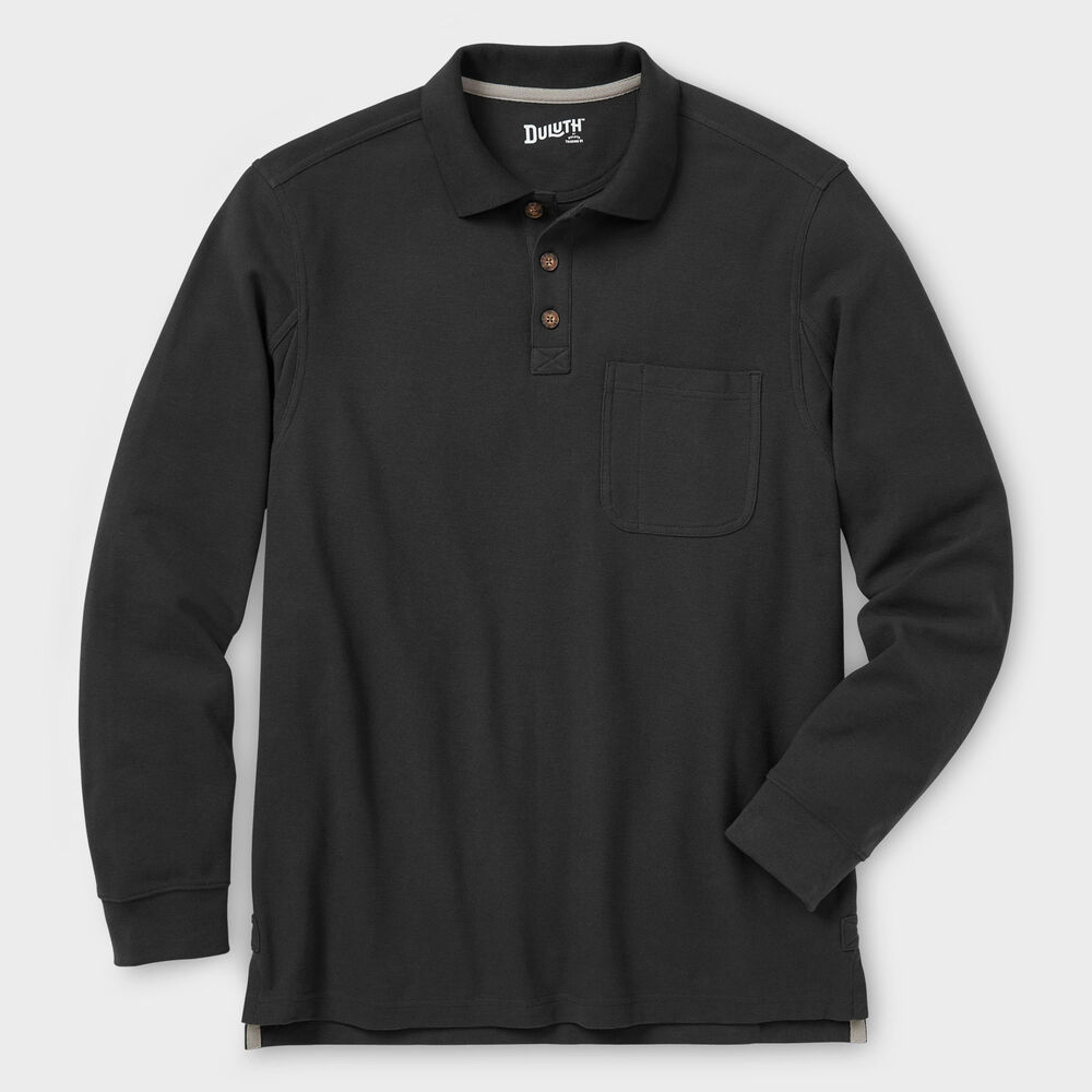 Men's No Polo Shirt Long Sleeve with Pocket Main Image