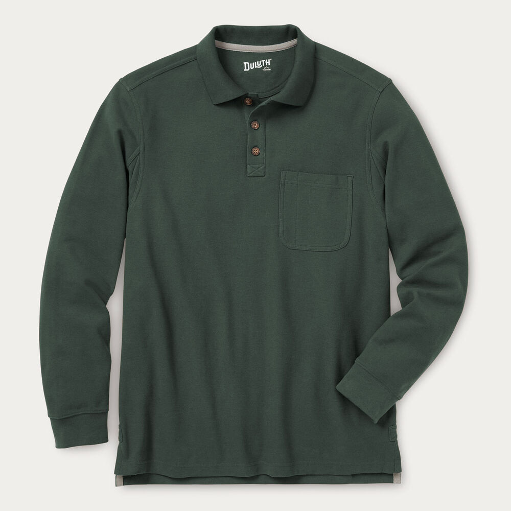 Men's No Polo Shirt Long Sleeve with Pocket Main Image