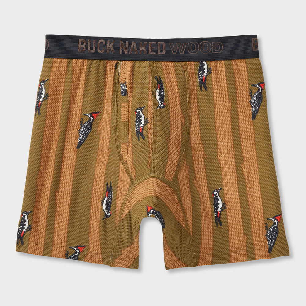 Men's Buck Naked Wood Pattern Boxer Briefs Main Image