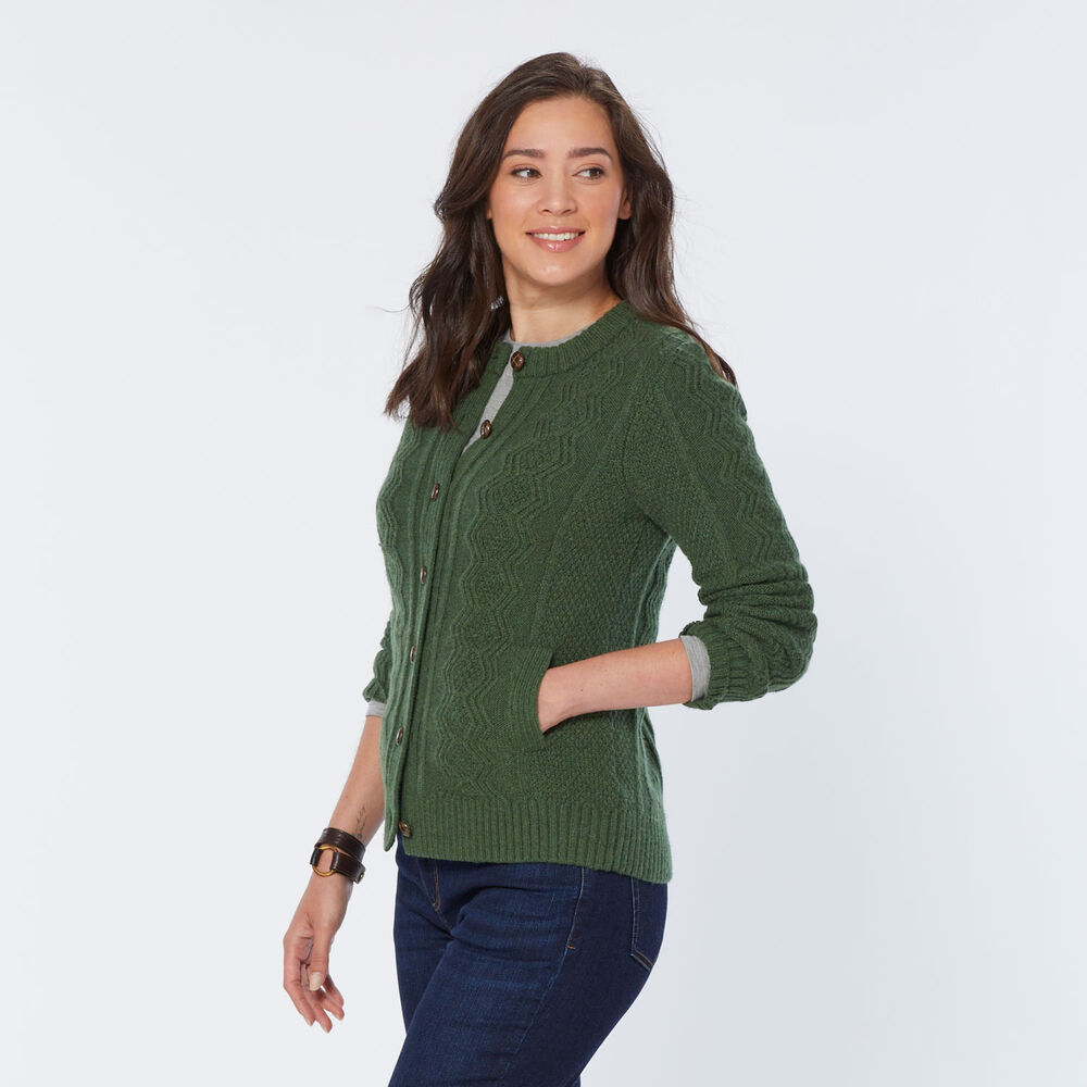 Women's Woolpaca Crew Cable Cardigan Sweater Main Image