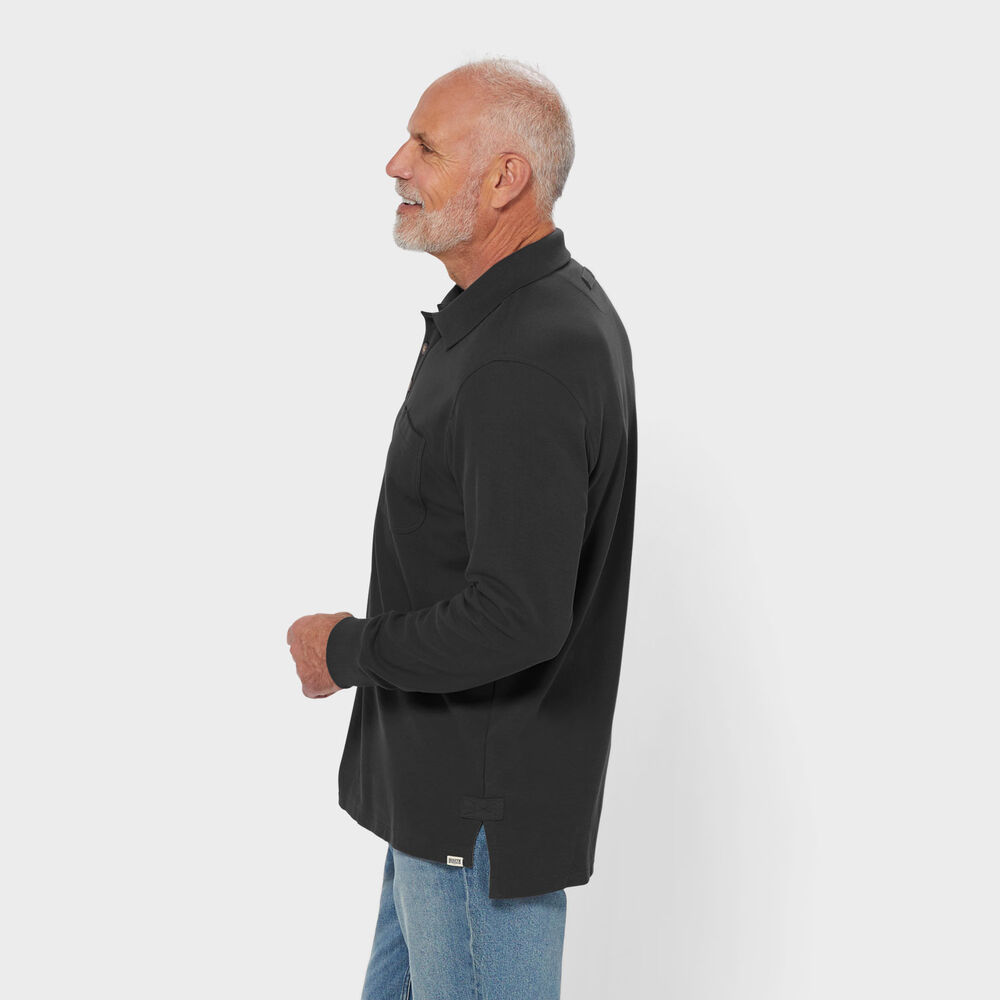 Men's No Polo Shirt Long Sleeve with Pocket Main Image