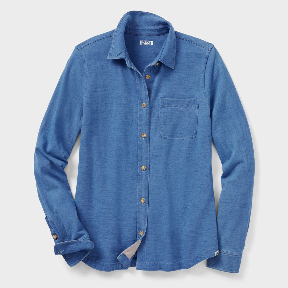 Women's Indigo Knit Button-Front Shirt Main Image