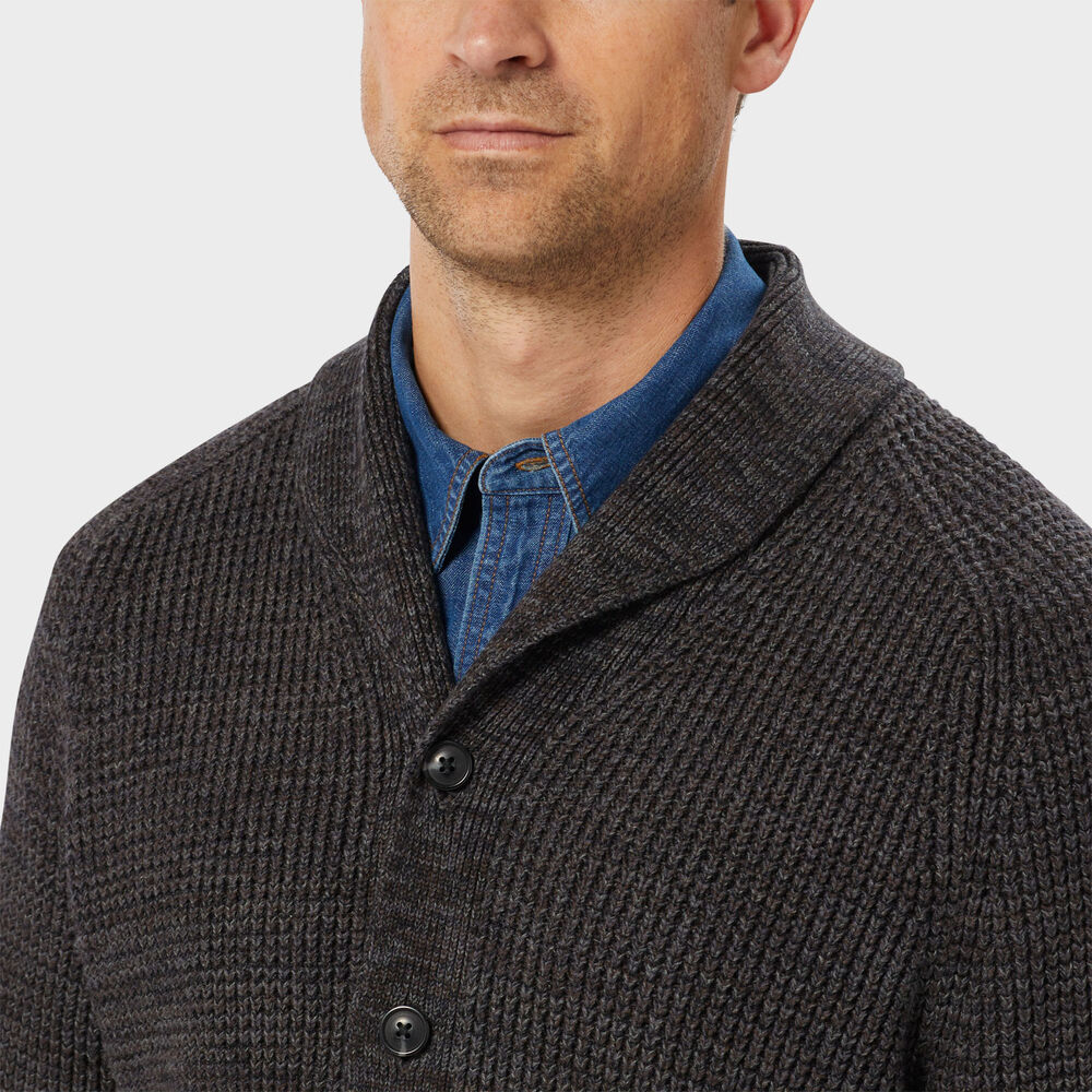 Men's Burly Retirement Shawl Collar Waffle Cardigan Main Image