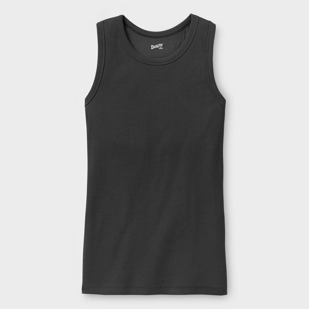 Women's No-Yank Rib Racerback Shelf Bra Tank BLK SM Main Image