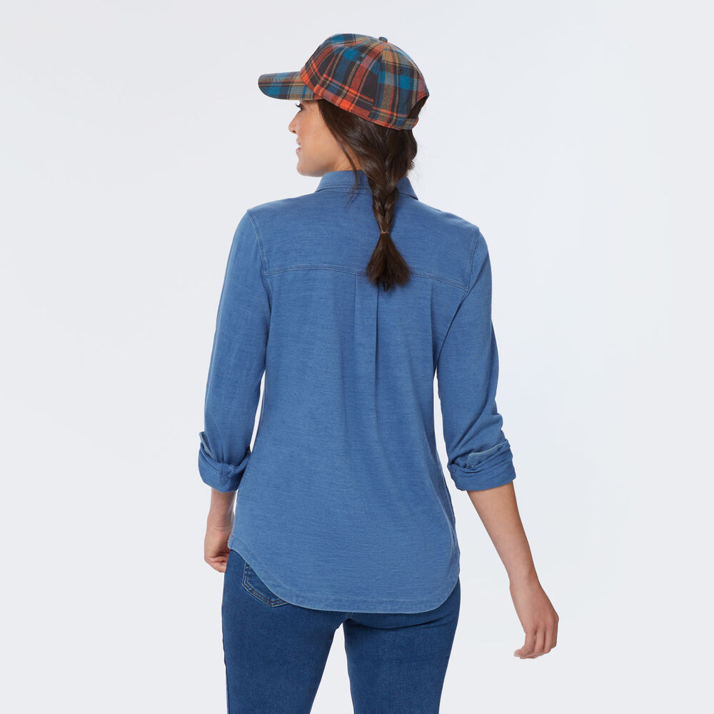 Women's Indigo Knit Button-Front Shirt Main Image