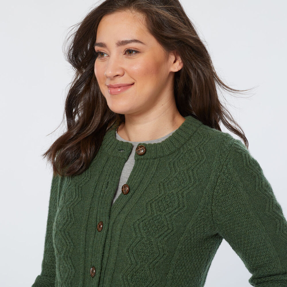 Women's Woolpaca Crew Cable Cardigan Sweater Main Image