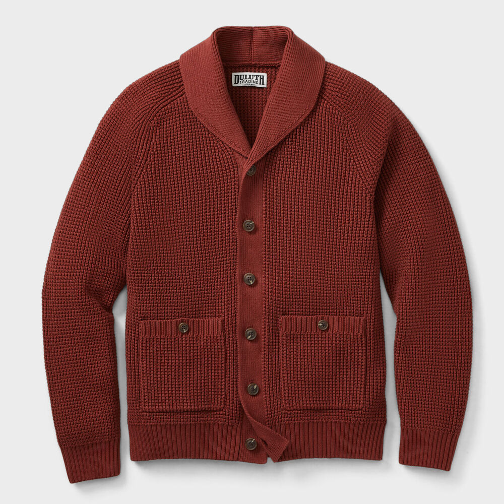 Men's Burly Retirement Shawl Collar Waffle Cardigan KCC 2XL REG Main Image