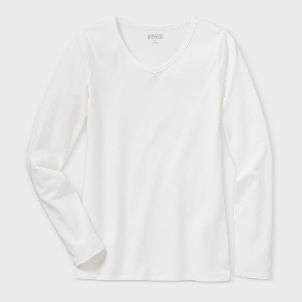 Women's No-Yank Long Sleeve V-Neck T-Shirt Main Image