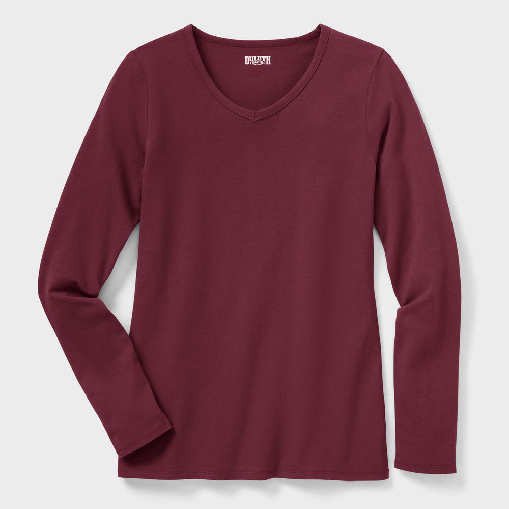 Women's No-Yank Long Sleeve V-Neck T-Shirt Main Image